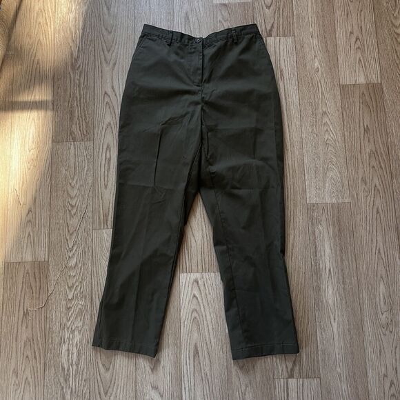 Lands' End Pants - Women's Lands End Olive Green Pants Chino Straight Leg Dress Work - 10 Petite